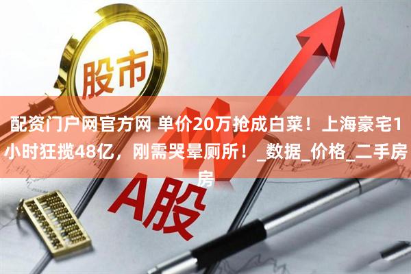 配资门户网官方网 单价20万抢成白菜！上海豪宅1小时狂揽48亿，刚需哭晕厕所！_数据_价格_二手房